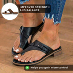 Orthopädische Leder-Zehenring-Sandalen - Schnallen-Akzent und Kork-Fußbett