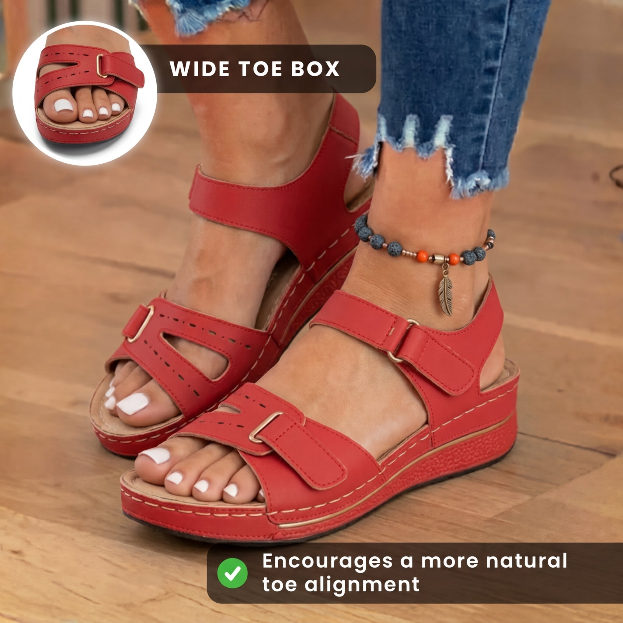 Vintage inspirierte orthopädische Sandalen