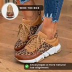 Orthopädische Leder-Plateau-Sneaker - Leoparden-Print-Paneele und Schnürverschluss