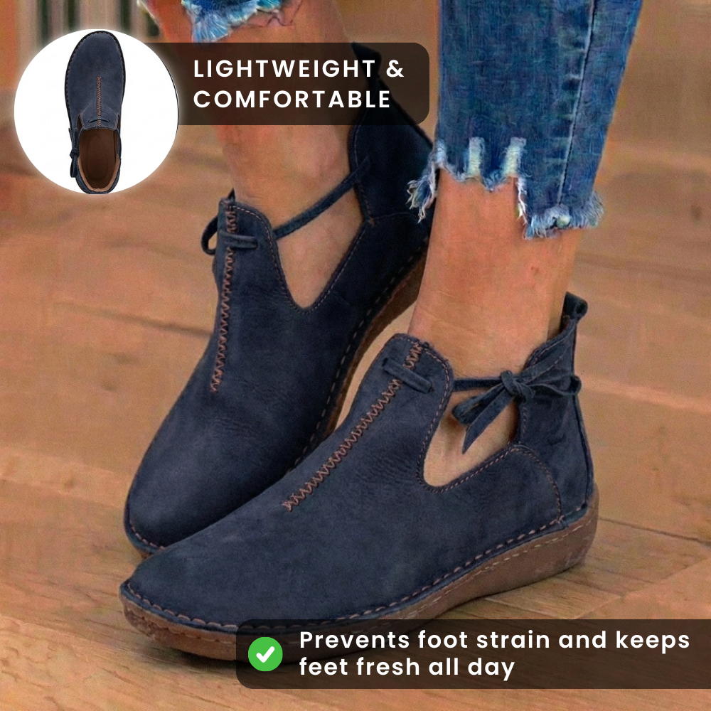 Orthopädische Leder-Schnürstiefel - Fußgewölbe-Stütze Flats