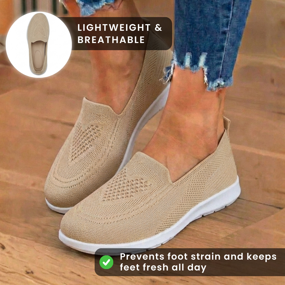 Orthopädische Mesh-Slip-On-Loafer - atmungsaktives Strickoberteile und leichte Sohle