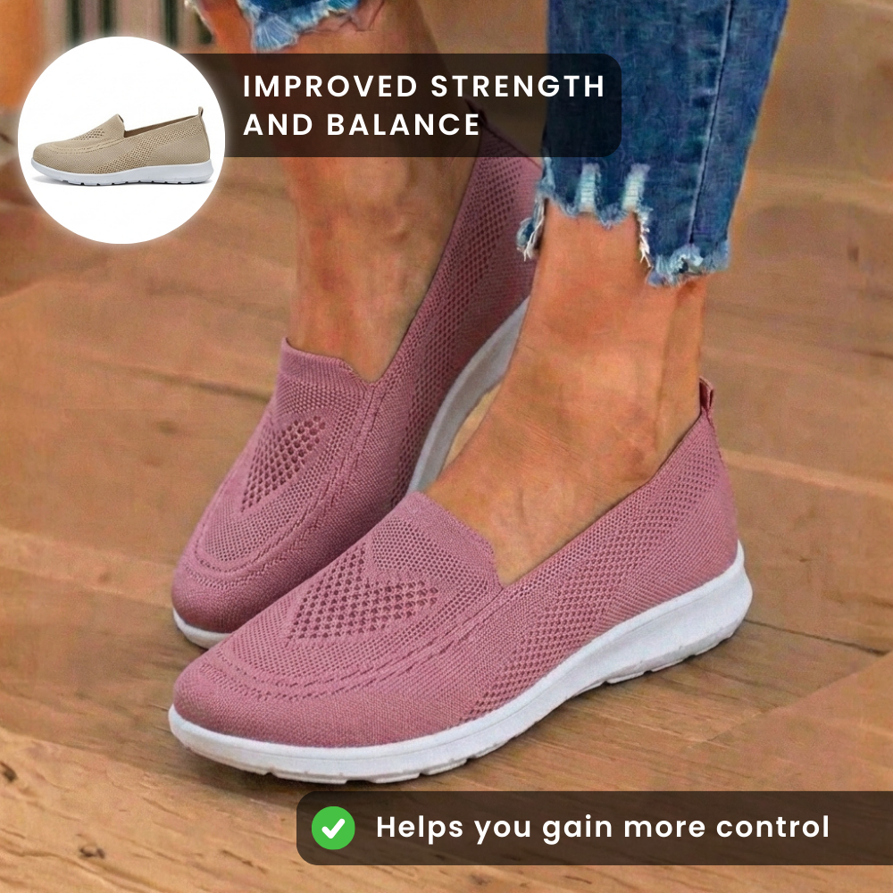 Orthopädische Mesh-Slip-On-Loafer - atmungsaktives Strickoberteile und leichte Sohle
