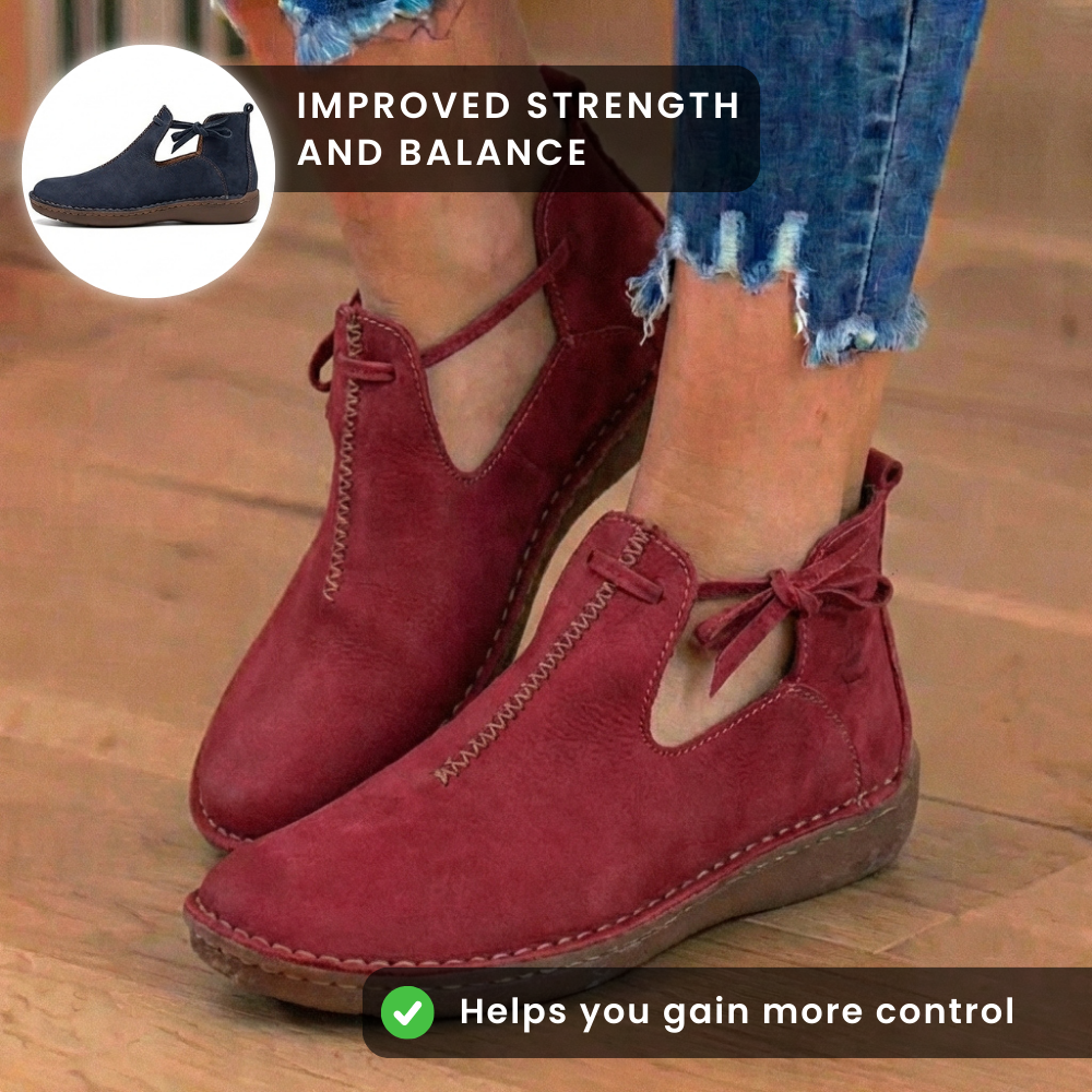 Orthopädische Leder-Schnürstiefel - Fußgewölbe-Stütze Flats