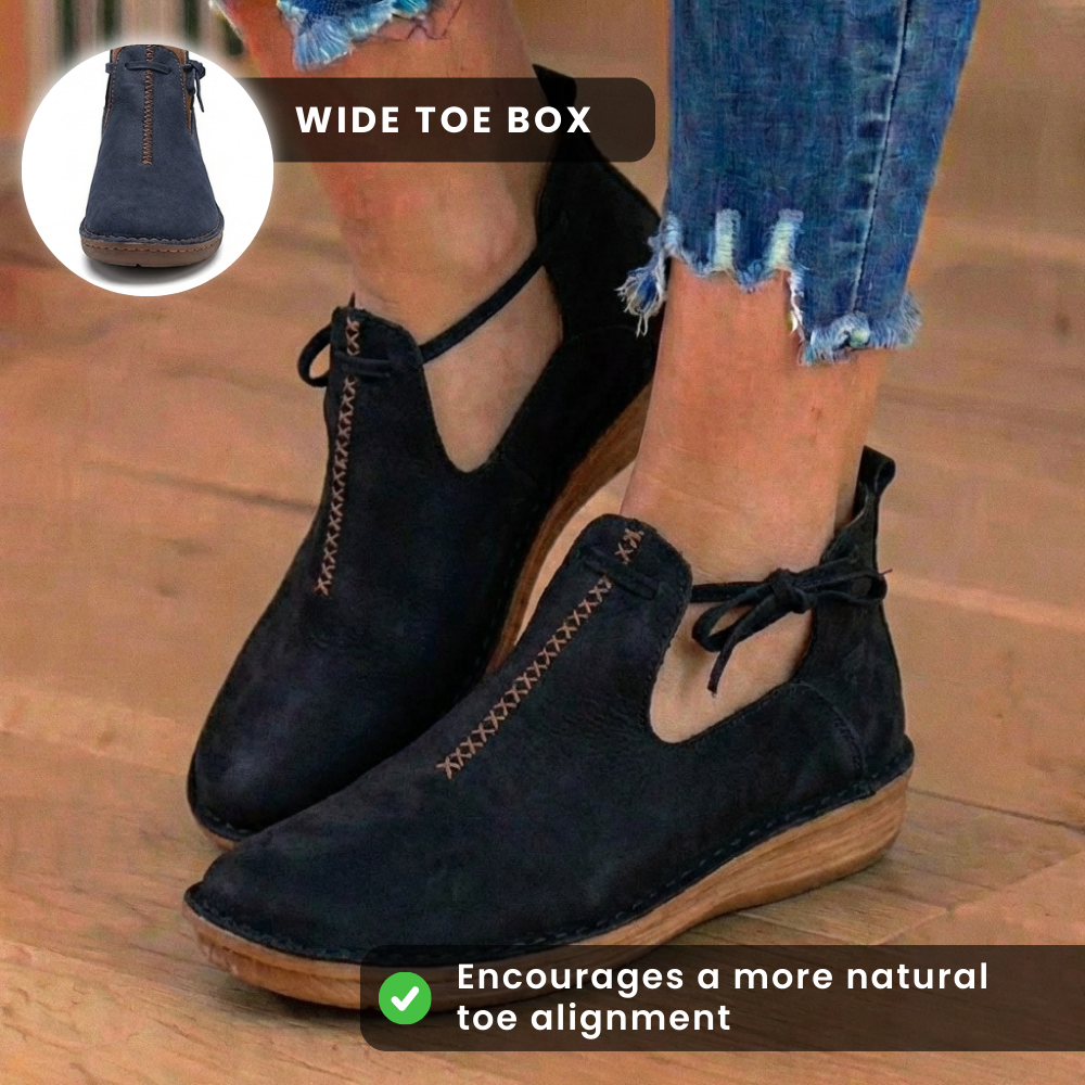 Orthopädische Leder-Schnürstiefel - Fußgewölbe-Stütze Flats