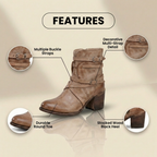 Orthopädische Leder-Multi-Riemen-Knöchelstiefel - Seitenschluss-Schnalle