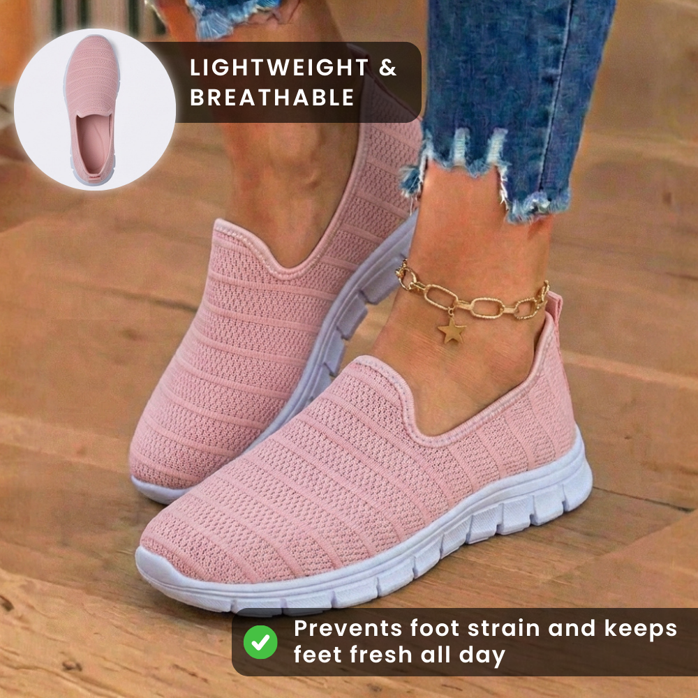 Orthopädische Strick-Slip-On-Sneaker - gestreiftes strukturiertes Design und schnürsenkellose Bequemlichkeit