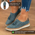 Orthopädische Leder-Slip-On-Sneaker - Quaste & perforiertes Detail