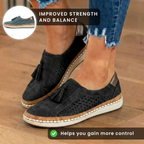 Orthopädische Leder-Slip-On-Sneaker - Quaste & perforiertes Detail