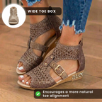 Orthopädische Glitter-Gladiator-Keilsandalen - Multi-Riemen geometrischer Ausschnitt