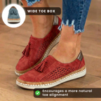 Orthopädische Leder-Slip-On-Sneaker - Quaste & perforiertes Detail