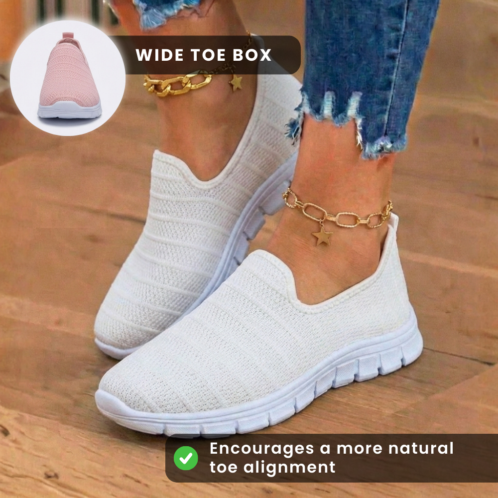 Orthopädische Strick-Slip-On-Sneaker - gestreiftes strukturiertes Design und schnürsenkellose Bequemlichkeit