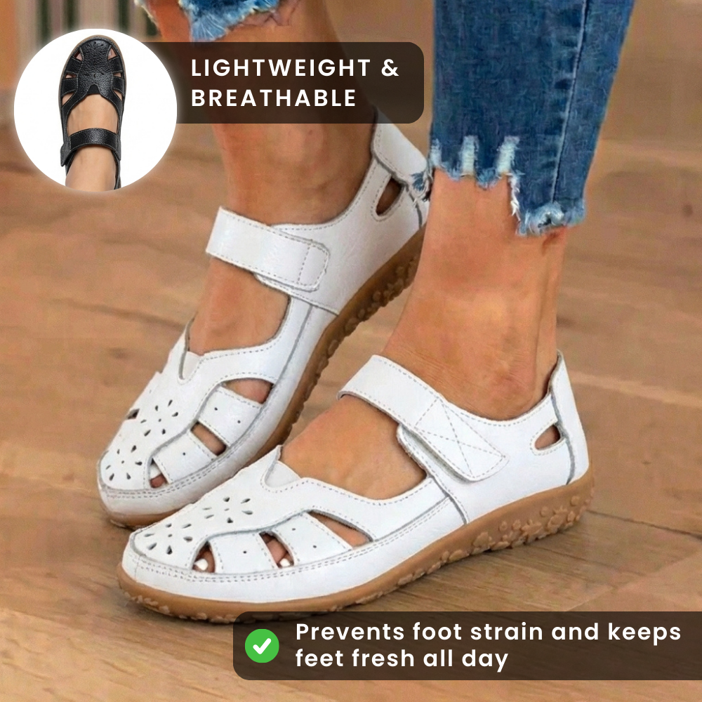 Orthopädische Leder-Mary-Jane-Sandalen - Perforiertes Design & rutschfeste Sohle
