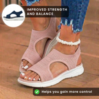Orthopädische Strick-Sport-Sandalen - elastischer Knöchelriemen und Plateau-Keil