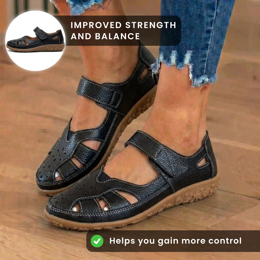 Orthopädische Leder-Mary-Jane-Sandalen - Perforiertes Design & rutschfeste Sohle