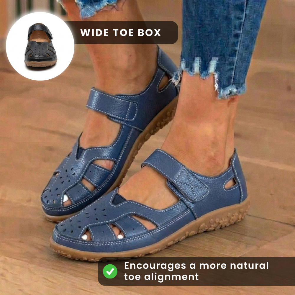 Orthopädische Leder-Mary-Jane-Sandalen - Perforiertes Design & rutschfeste Sohle
