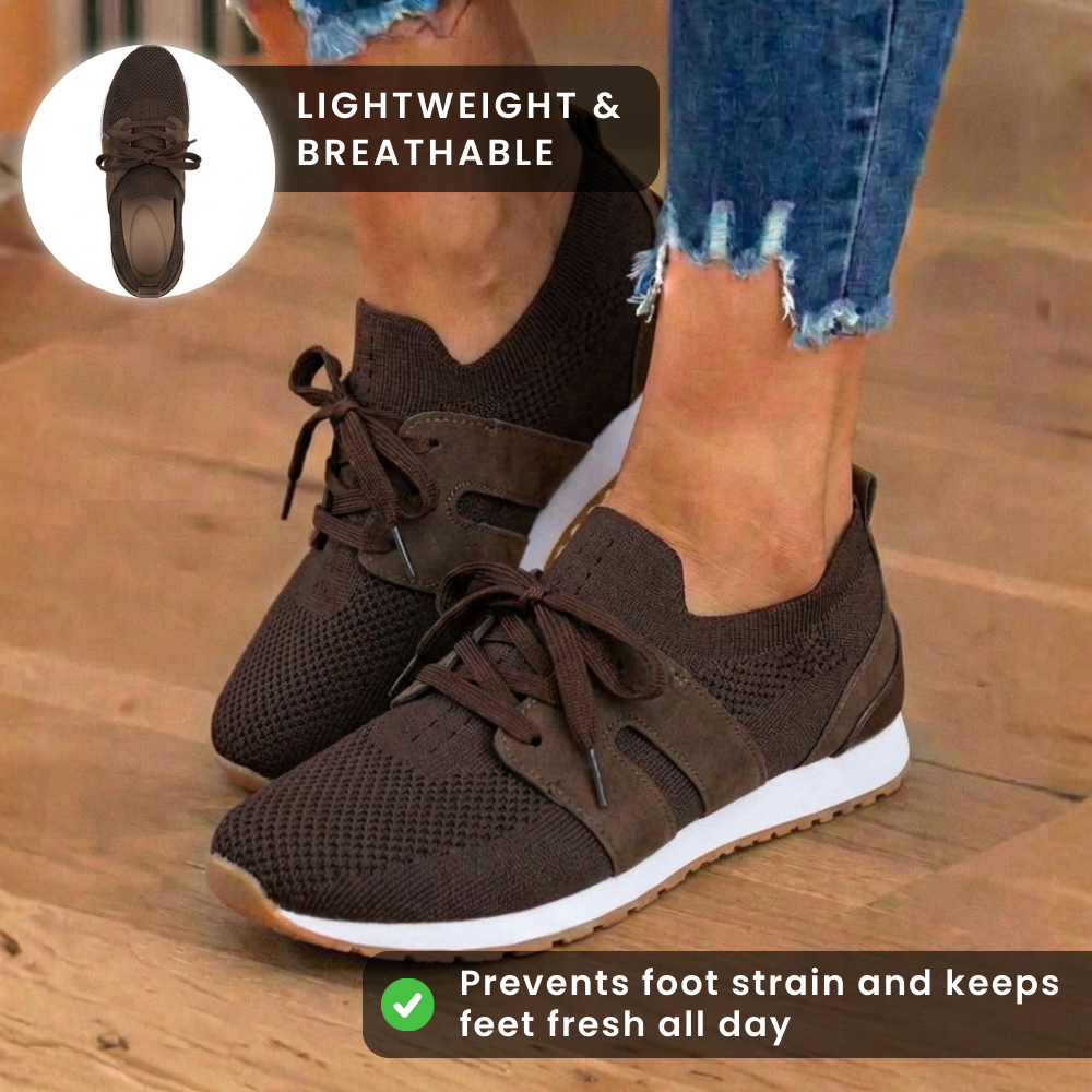 Orthopädische Mesh-Athletic-Sneaker - atmungsaktives Strickoberteile und Wildleder-Paneele