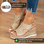 Orthopädische Plateau-Keilsandalen - Espadrille-Rand & Schnallenverschluss
