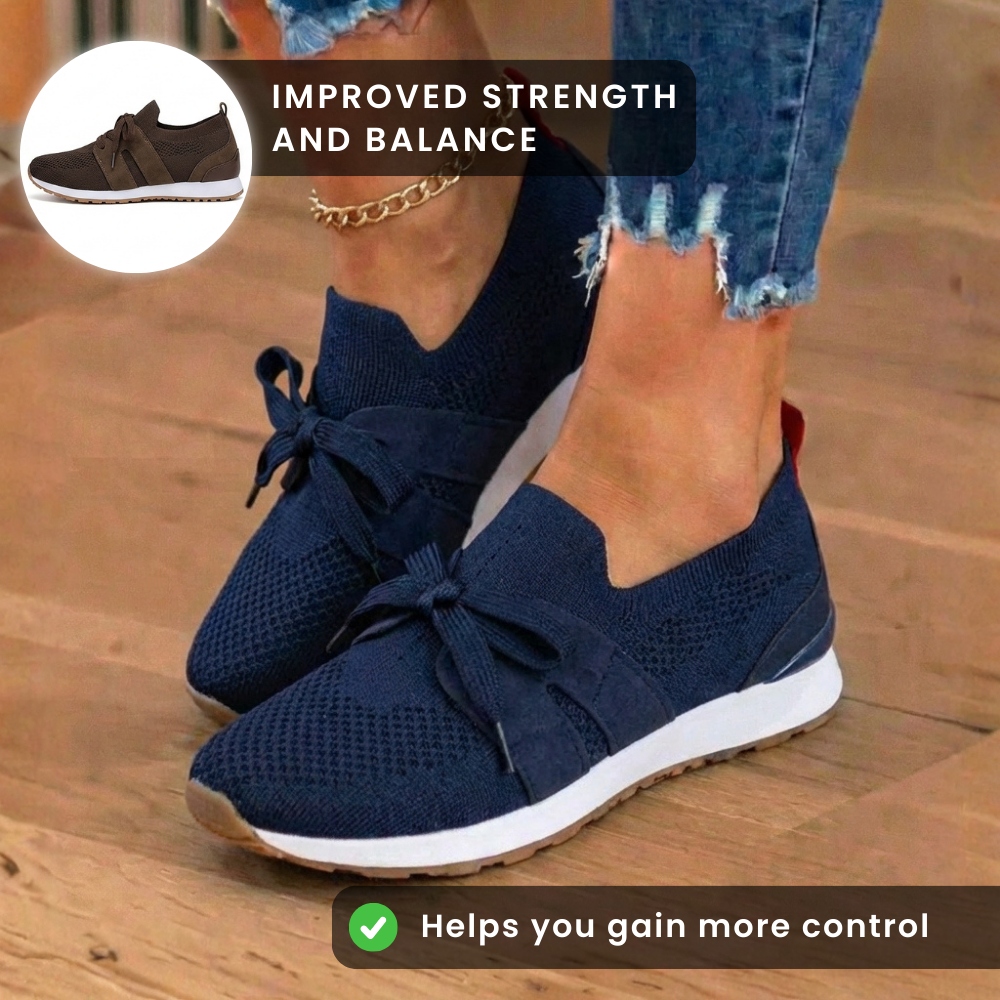 Orthopädische Mesh-Athletic-Sneaker - atmungsaktives Strickoberteile und Wildleder-Paneele