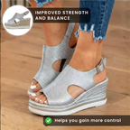 Orthopädische Plateau-Keilsandalen - Espadrille-Rand & Schnallenverschluss