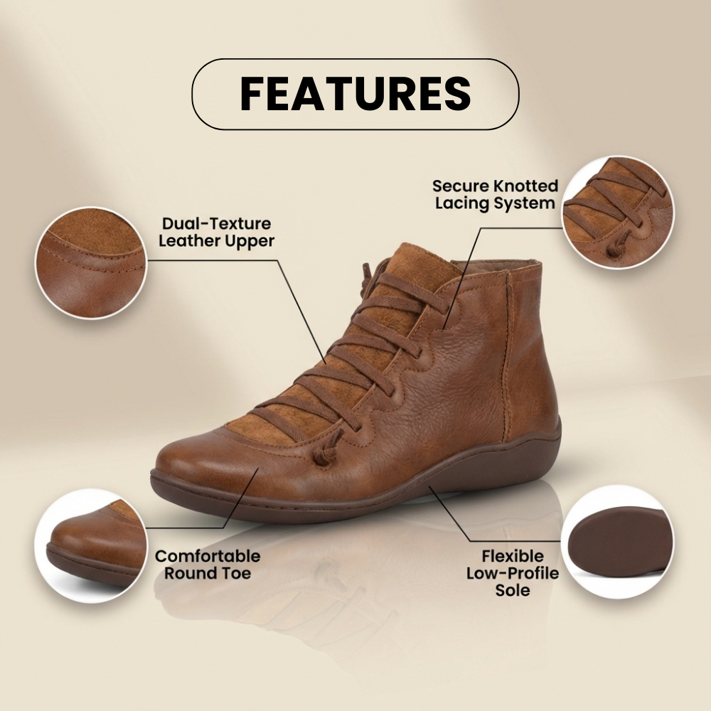 Orthopädische Leder-Schnürstiefel - Combat-Stil mit Seitlichem Reißverschluss