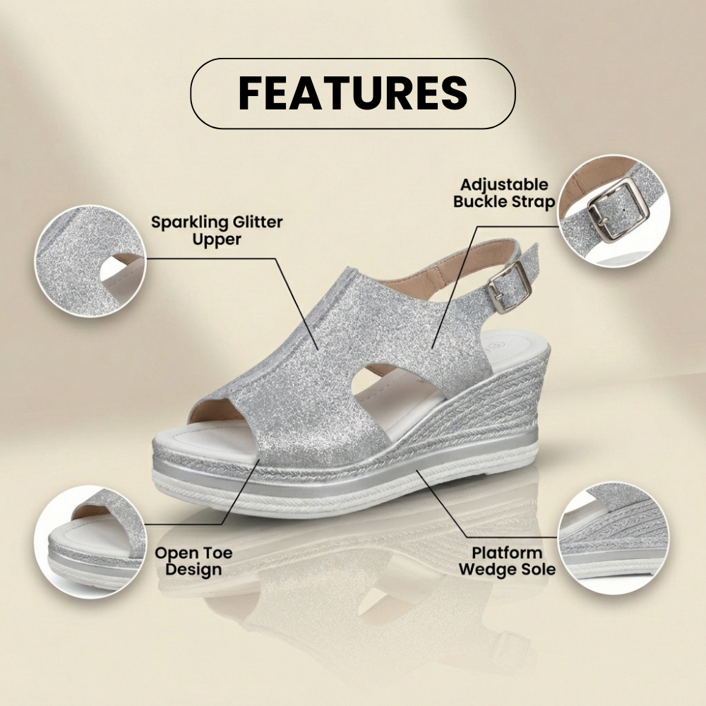 Orthopädische Plateau-Keilsandalen - Espadrille-Rand & Schnallenverschluss