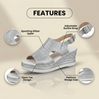 Orthopädische Plateau-Keilsandalen - Espadrille-Rand & Schnallenverschluss