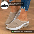 Orthopädische Mesh-Luftkissen-Slip-On-Mules - Atmungsaktive Rocker-Sohle