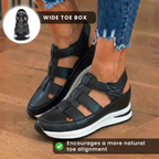 Orthopädische Leder-Plattform-Sneaker-Sandalen - Käfig-Ausschnitt-Design