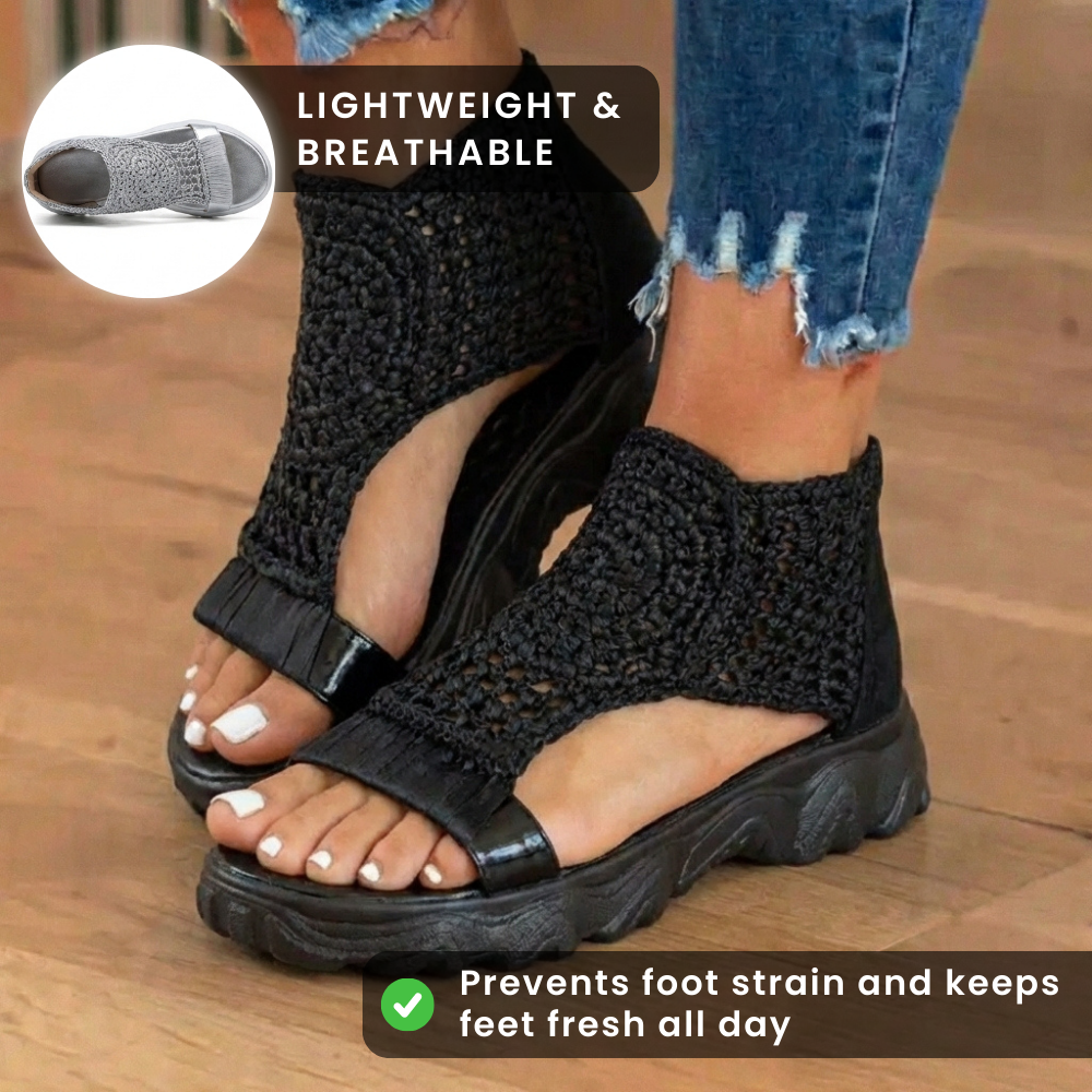 Orthopädische Sport-Sandalen - Metallischer Knöchelwickel & wuchtige Sohle