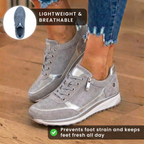 Orthopädische Wildleder-Keilabsatz-Sneaker - mit Strass besetztes Design und versteckter Höhenboost