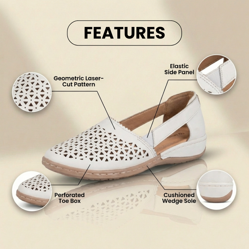 Orthopädische Leder-Slip-On-Loafer - Geometrisches Laserschnitt-Muster