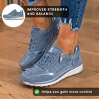 Orthopädische Wildleder-Keilabsatz-Sneaker - mit Strass besetztes Design und versteckter Höhenboost