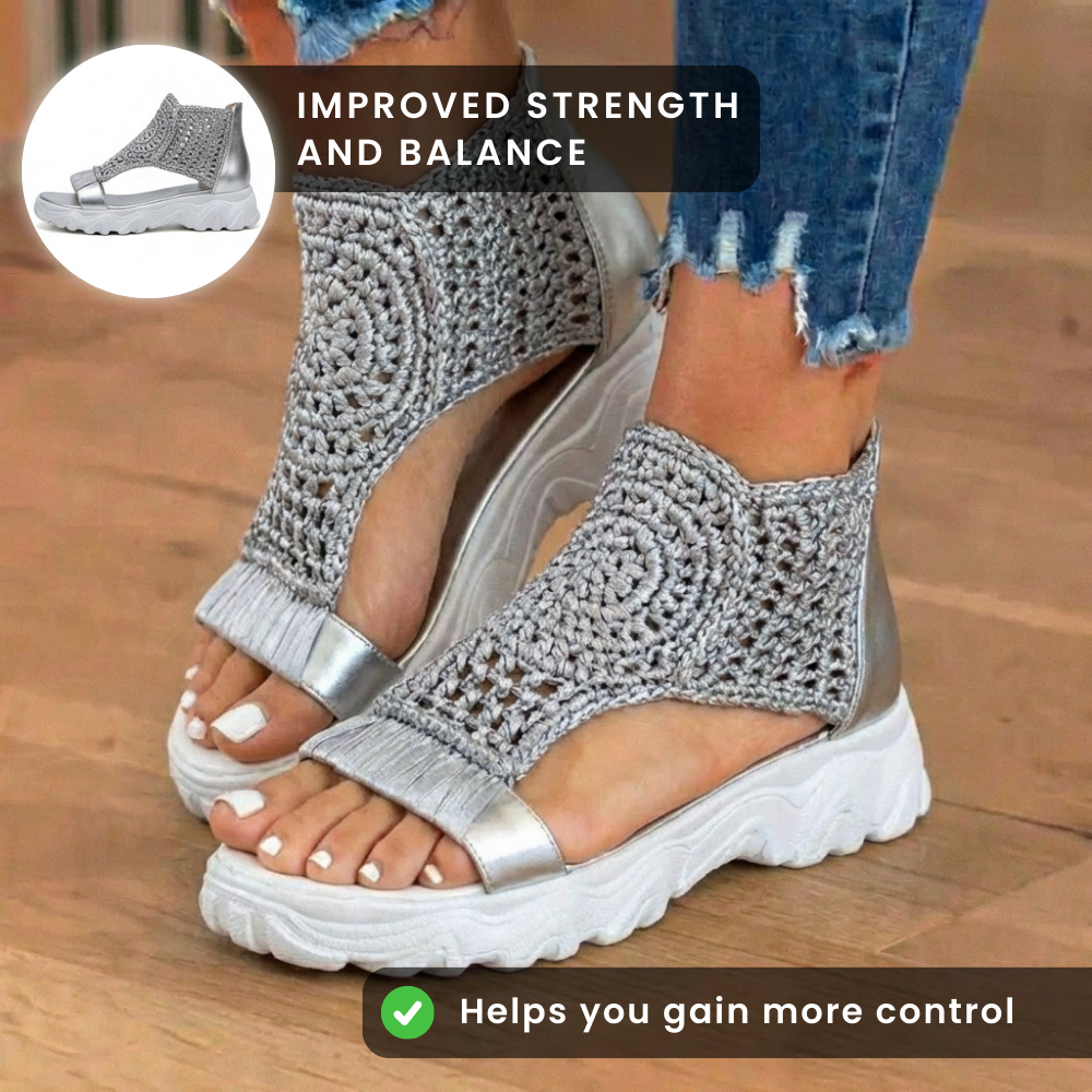 Orthopädische Sport-Sandalen - Metallischer Knöchelwickel & wuchtige Sohle