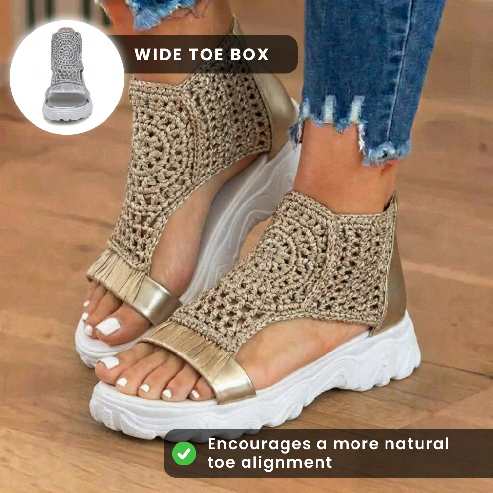 Orthopädische Sport-Sandalen - Metallischer Knöchelwickel & wuchtige Sohle