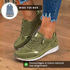Orthopädische Wildleder-Keilabsatz-Sneaker - mit Strass besetztes Design und versteckter Höhenboost