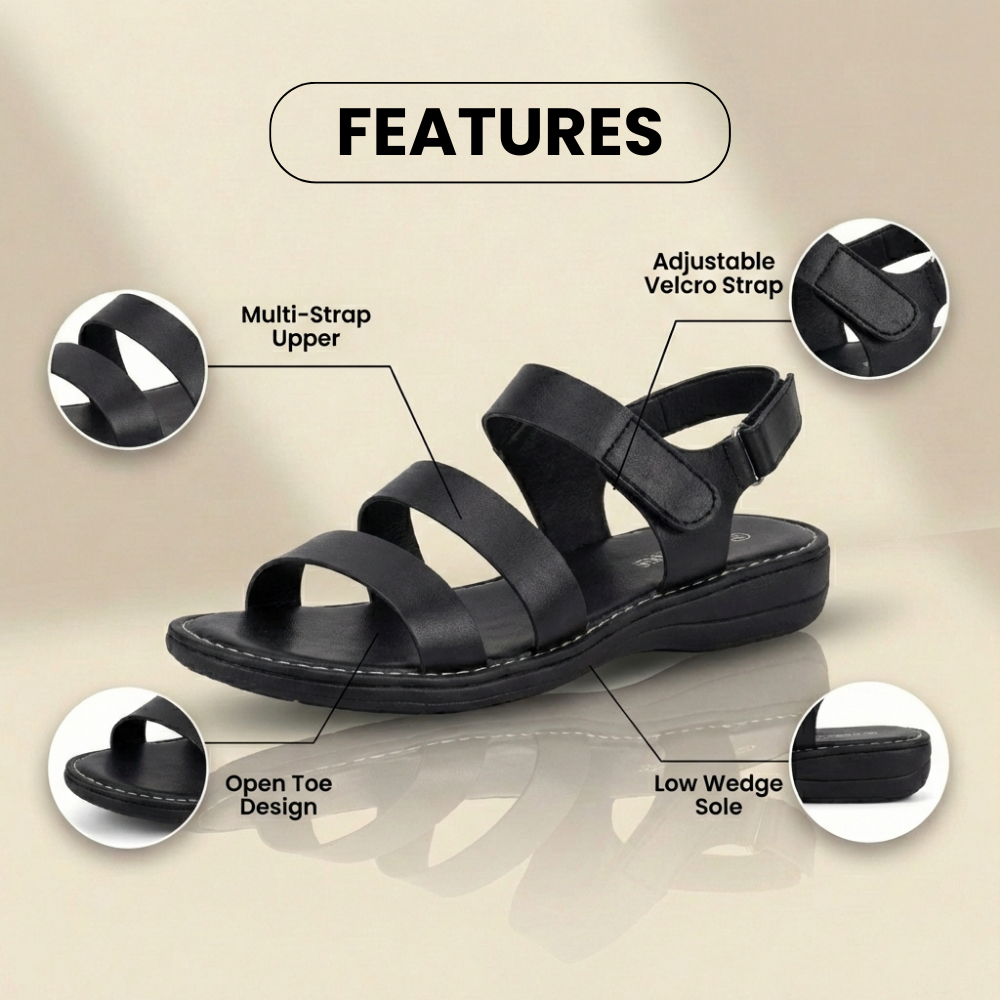 Orthopädische Leder-Multi-Riemen-Sandalen - Dreifacher Schnallenverschluss