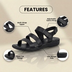 Orthopädische Leder-Multi-Riemen-Sandalen - Dreifacher Schnallenverschluss