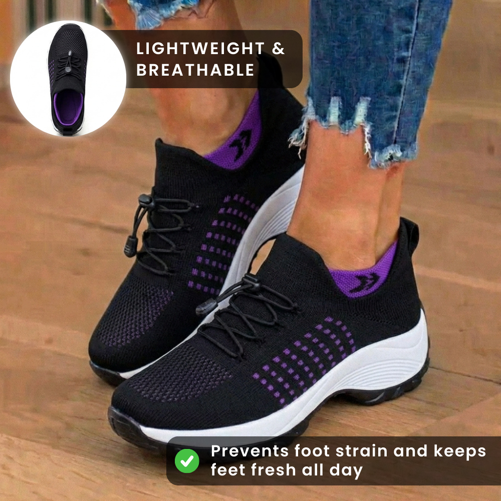 Orthopädische Strick-High-Top-Sneaker - Quick-Lace-System und Rocker-Sohle