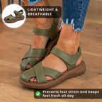 Orthopädische Leder-Komfort-Sandalen mit Kreuzriemen - Gepolsterte offene Zehe