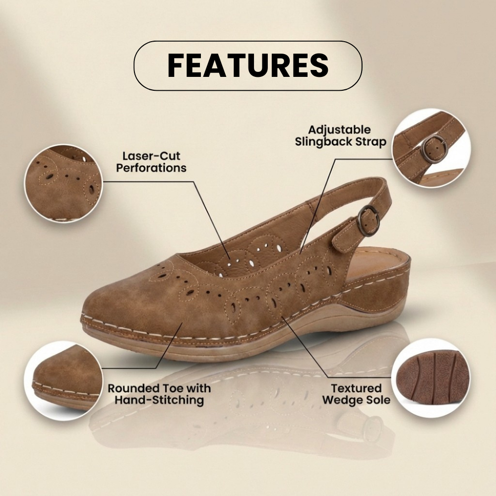 Orthopädische perforierte Wildleder-Slip-On-Flats - Muschelförmiges Wellen-Detail