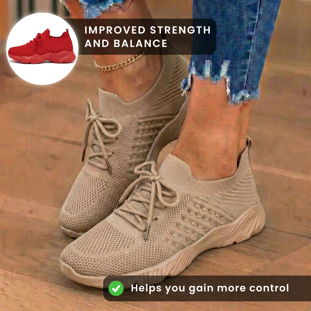 Orthopädische Strick-High-Top-Sneaker - Schnürverschluss und Sockenpassform-Kragen