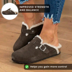Orthopädische Wildleder-Sherpa-gefütterte Clogs - Schnallengurt-Verschluss