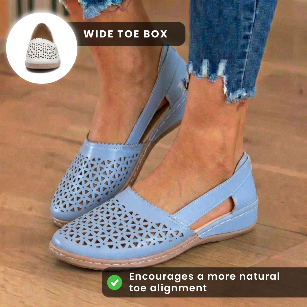 Orthopädische Leder-Slip-On-Loafer - Geometrisches Laserschnitt-Muster