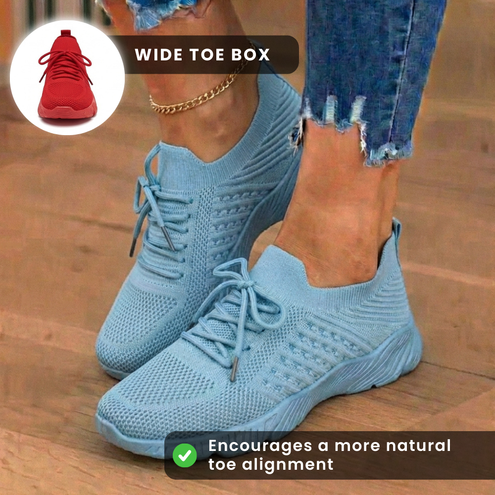 Orthopädische Strick-High-Top-Sneaker - Schnürverschluss und Sockenpassform-Kragen