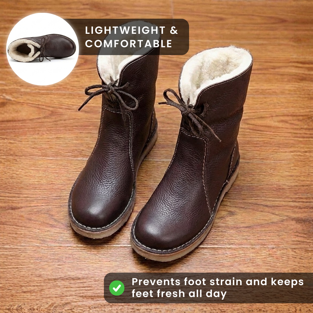Orthopädische Leder-Sherpa-gefütterte Knöchel-Stiefel - Schnür-Winterdesign