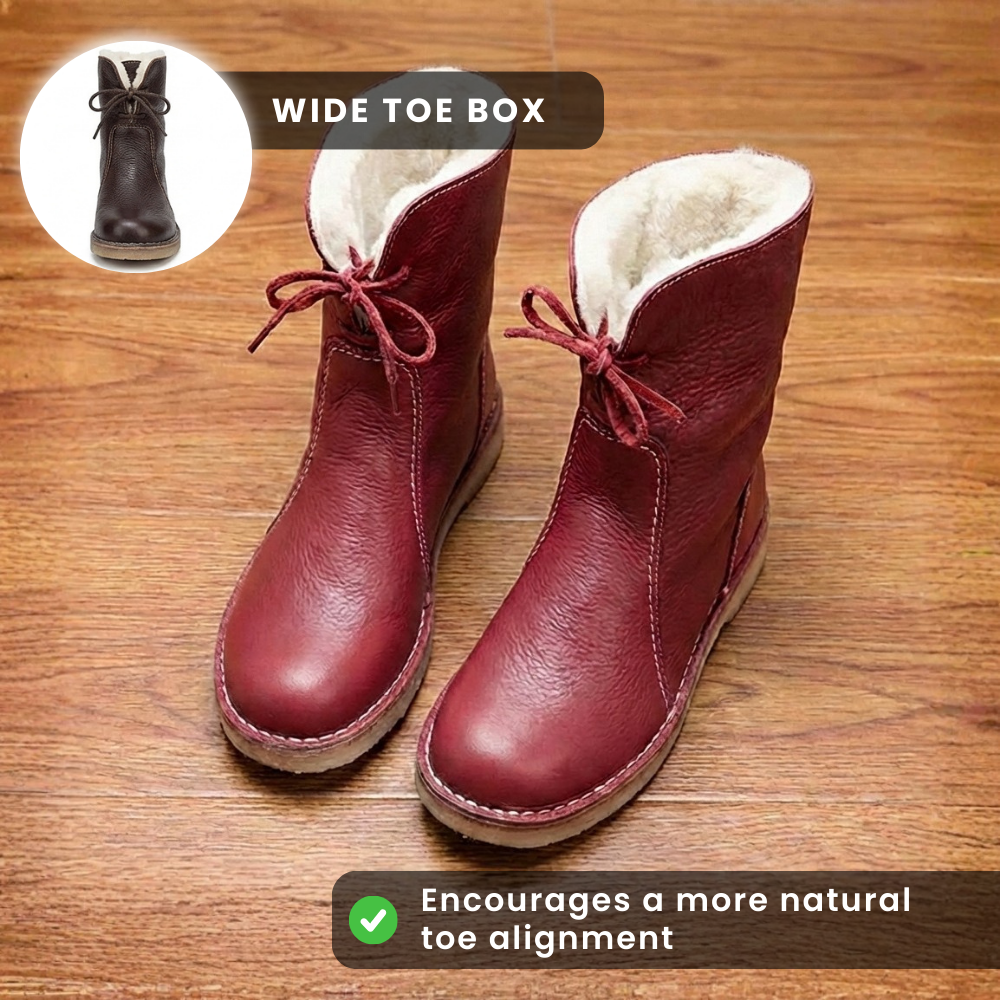 Orthopädische Leder-Sherpa-gefütterte Knöchel-Stiefel - Schnür-Winterdesign