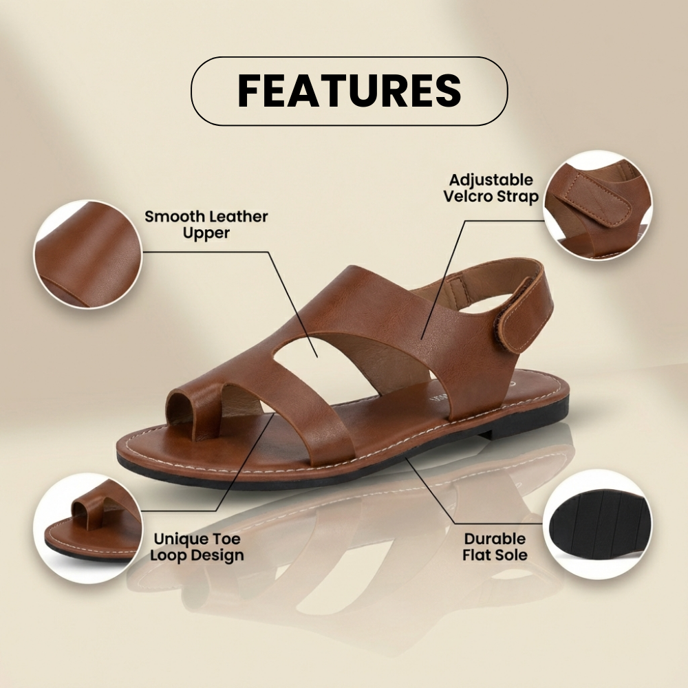 Orthopädische Leder-Ausschnitt-Slide-Sandalen - Asymmetrisches offenes Zehen-Design
