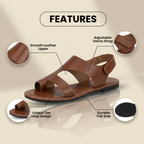 Orthopädische Leder-Ausschnitt-Slide-Sandalen - Asymmetrisches offenes Zehen-Design