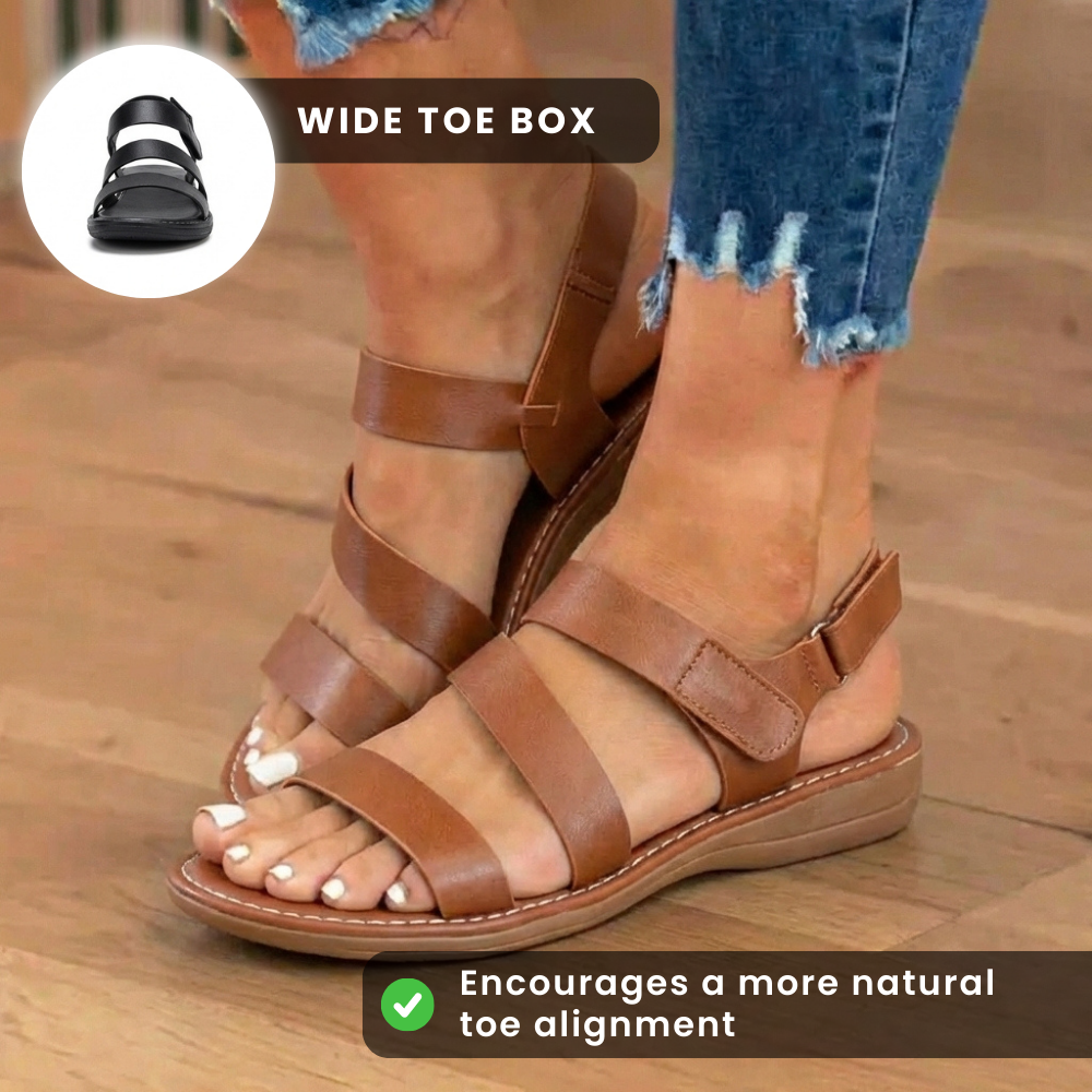 Orthopädische Leder-Multi-Riemen-Sandalen - Dreifacher Schnallenverschluss