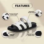 Orthopädische Leder-H-Träger-Slide-Sandalen - Verstellbarer Schnallenverschluss